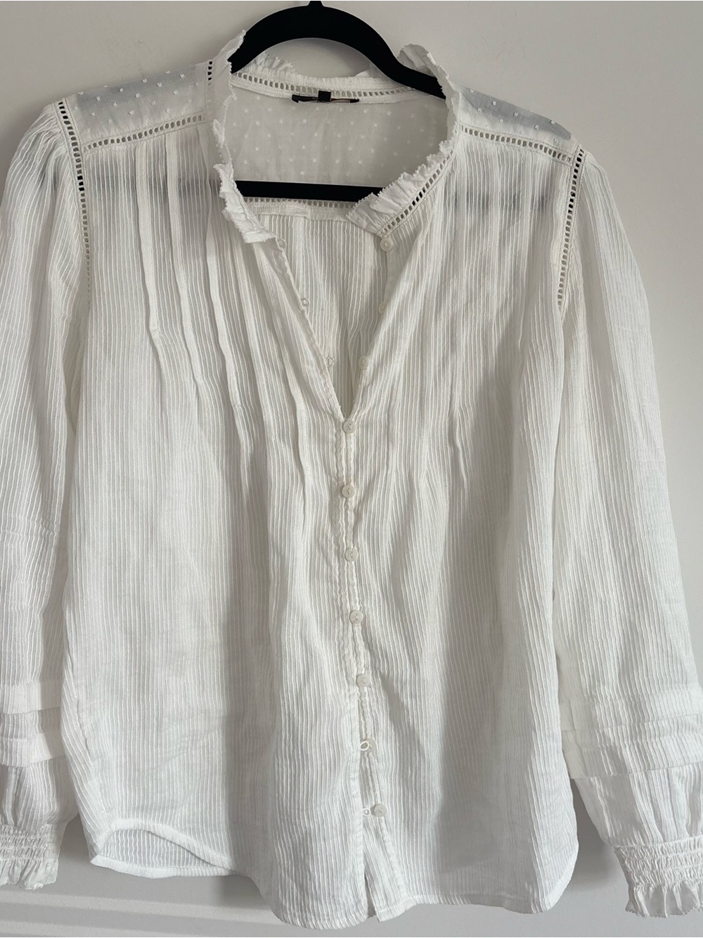 Quince Organic Textured Cotton Peasant Blouse